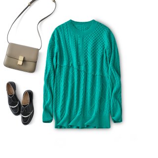 Teal Textured Cable Knit Sweate